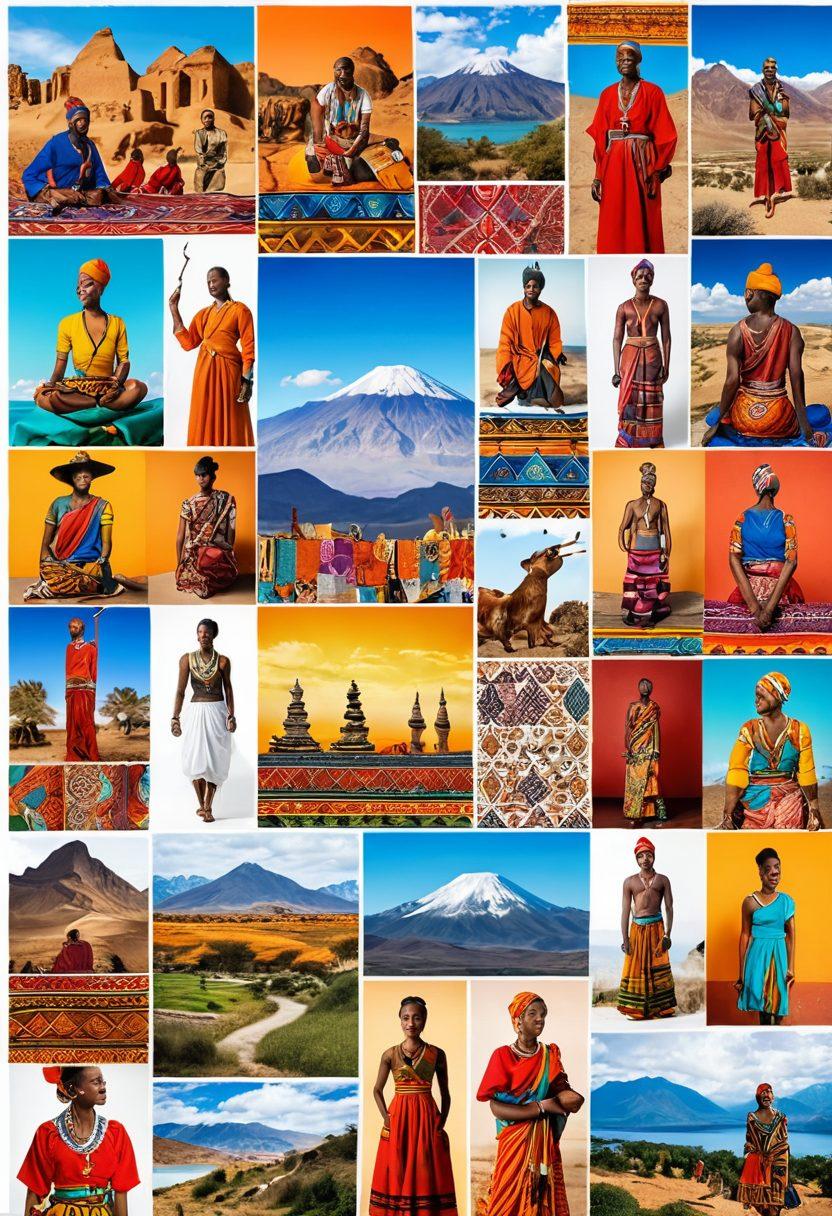 A vibrant collage depicting elements of the Gotass culture, featuring traditional motifs, colorful textiles, and symbolic artifacts. Include a diverse group of aspiring bloggers engaged in discussion, surrounded by beautiful landscapes and cultural landmarks. Infuse the image with warmth and creativity, illustrating a sense of community and inspiration within the blogosphere. super-realistic. vibrant colors. cultural theme. white background.